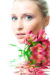 beautiful nacked girl with flowers