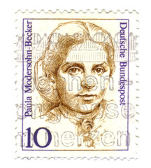 Old canceled german stamp with Paula Modersohn-Becker