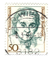 A stamp printed in Germany shows Christine Teusch circa 1986
