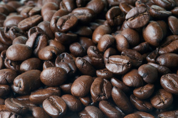 Dark Rich Coffee Beans Close Up
