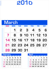 March 2010 - Wall Calendar