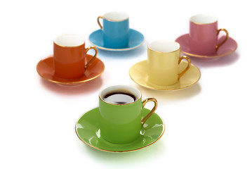 colorful  cups of coffee