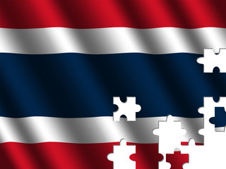 Thailand rippled flag with jigsaw pieces illustration