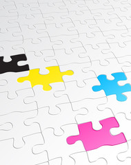 jigsaw puzzle templates with 4 pieces in different colors