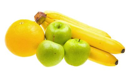 Close-up fresh fruits isolated on white