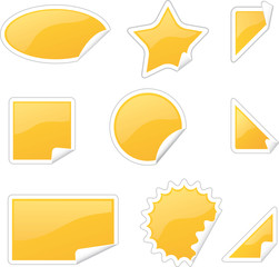 Set of glossy labels in various shapes with peels