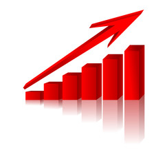 3d graph showing rise in profits or earnings  vector