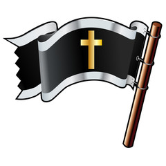 Christian cross icon on pirate flag