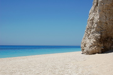 Fototapeta na wymiar Beautiful beach with the rock, beach Egremni Lefkada, Greece