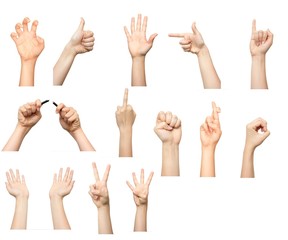 Collection of hand signs