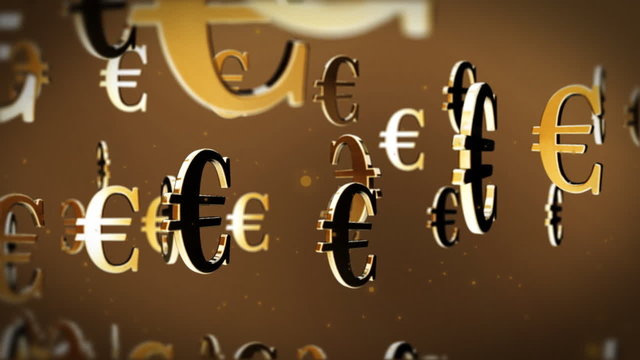 Euro currency symbol flying