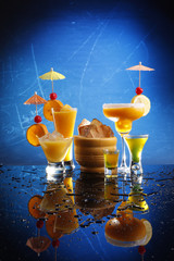 Passion Diaquiri; Mango Margarita; Screwdriver and Triple-Sec.