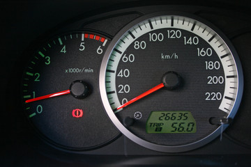 analog instruments in car dashboard