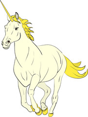 vector - running unicorn isolated on background