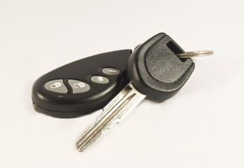 Car key with remote control isolated on white