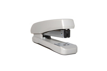 Grey office stapler on a white background