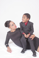 Mother and son relaxing together