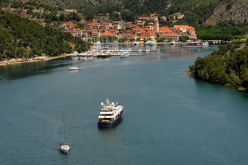 Obraz premium Small croatian town of Skradin on Krka river, Dalmatian coast