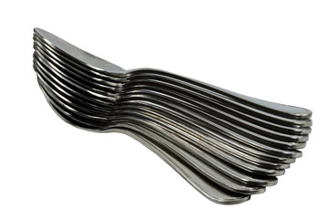 Pile of Spoons facing at angle isolated
