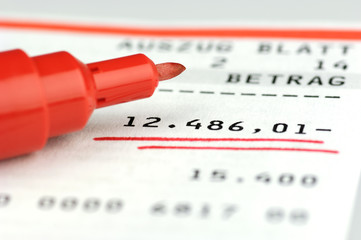 Kontoauszug mit Sollsaldo