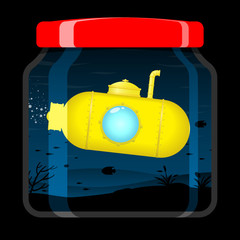 Yellow submarine in preserving jar