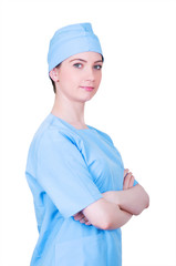 Young doctor isolated on the white background