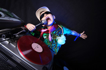 Fototapeta premium cool kid DJ in action