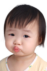Sweet Chinese baby girl with white background