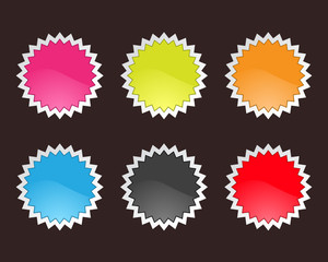 Fototapeta premium Glossy sale tag stickers on black background