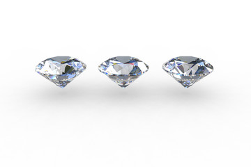 Three Round Euro Cut  Diamond Gemstones