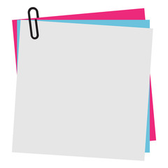 Blank Post-it note paper with paperclip