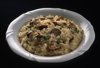 piatto di risotto coi funghi