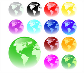 web buttons - global concept; clip-art