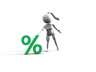 Girl with a percent sign