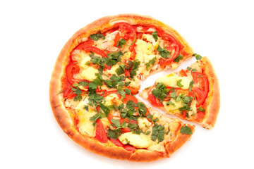 Pizza with the cut off slice