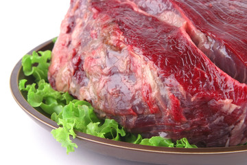 huge uncooked meat on plate