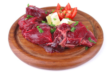 raw small beef chunks