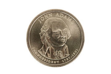 John Adams dollar coin with clipping path