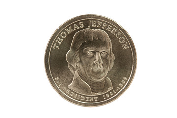Jefferson dollar with clipping path