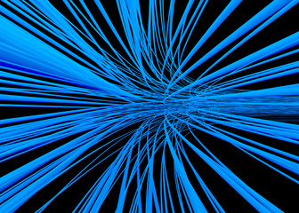 bunch of the color optical fibres dinamic flying from deep