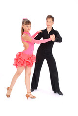 Boy and girl dancing ballroom dance