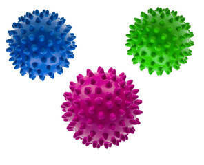 Close-up colored massage balls isolated on white