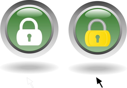 bouton cliquable 2 positions cadenas ferm&eacute;