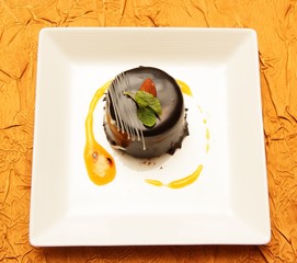 Chocolate cake on a plate