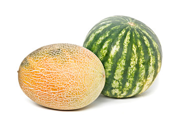 melon and watermelon isolated on white background