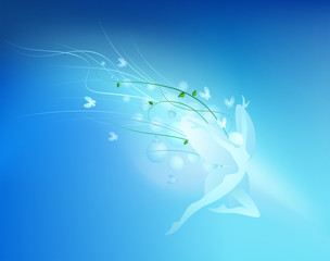 Fairy-butterfly fly in summer wind