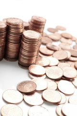 coins  on white background