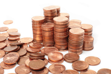 coins  on white background