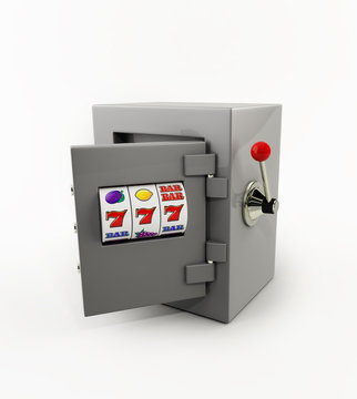 slot machine openning door of the safe