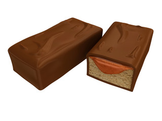 3d chocolate and caramel bars